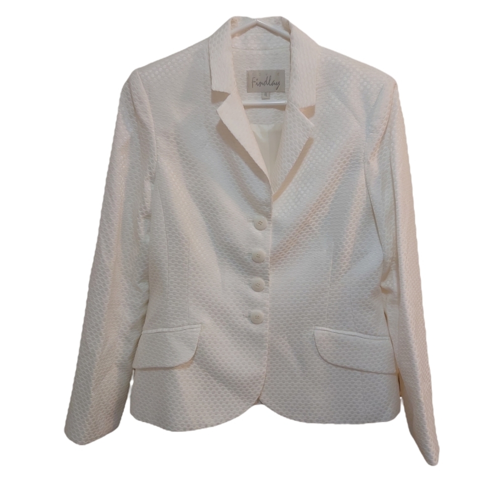 DAVID FINDLAY White Textured Blazer Size 8